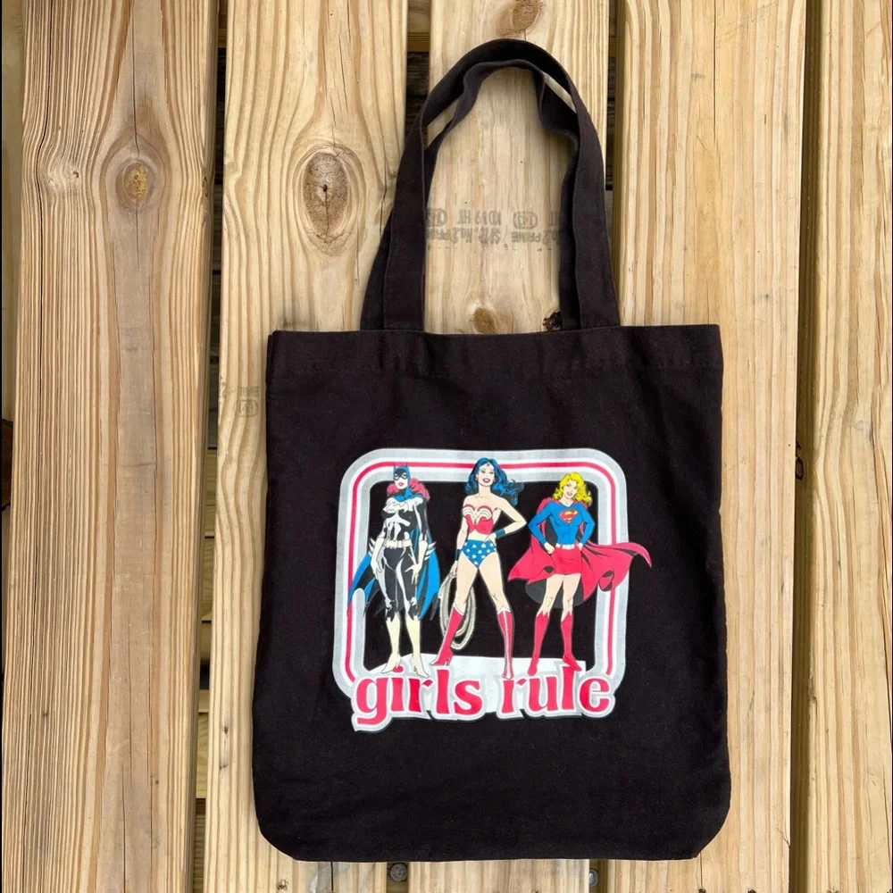 - DC Comics ‘Girls Rule’ Female Superhero Tote Bag! EUC!